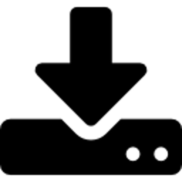 An arrow pointing down into a computer server.