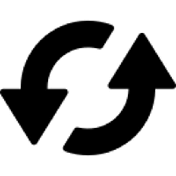 A sync icon with two circular arrows pointing at each other.